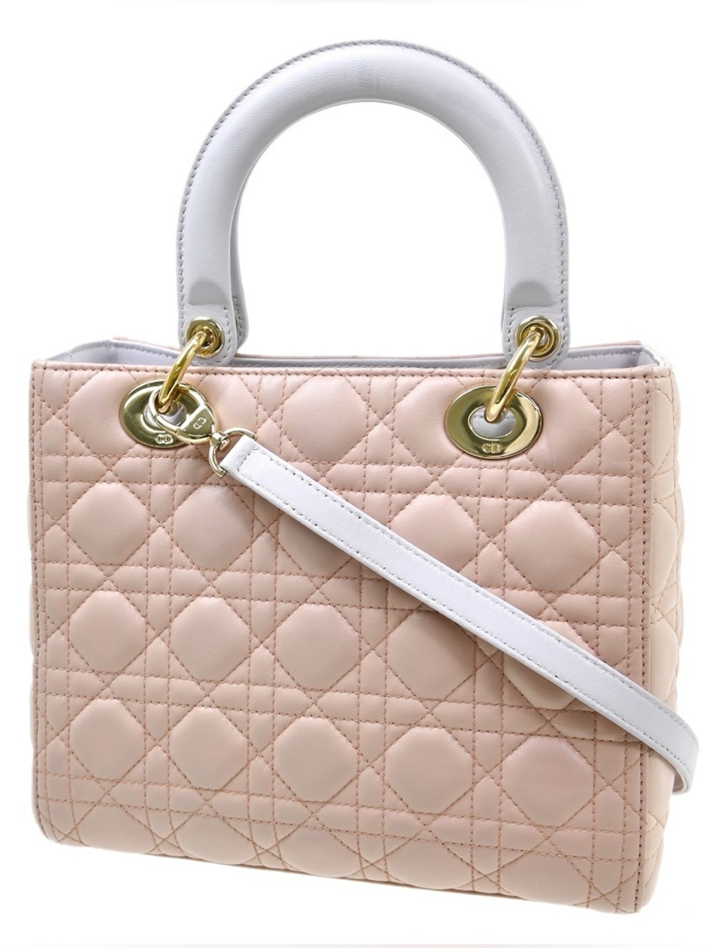 ✨🛍️ Christian Dior Leather Tricolor Medium Cannage Quilted Lady Dior Handbag - Picture 2 of 8